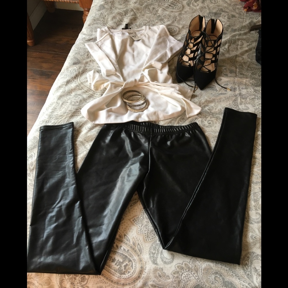 Black faux leggings